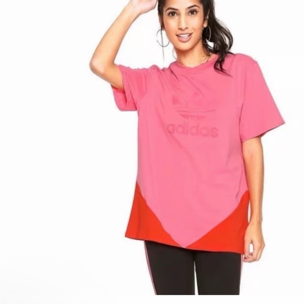 Adidas Women's Vibrant Pink and Red Tee